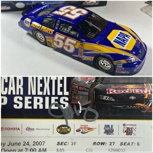 Michael Waltrip #55 NAPA 2007 Toyota Camry AUTOGRAPHED Ticket 1/24 Car RCCA